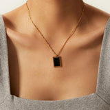 Youthway Waterproof Square Fritillary Pendant Necklace