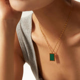 Youthway Waterproof Square Fritillary Pendant Necklace