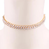 Marquise Leaf CZ Tennis Choker Necklace for Women