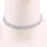 Marquise Leaf CZ Tennis Choker Necklace for Women