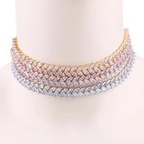 Marquise Leaf CZ Tennis Choker Necklace for Women
