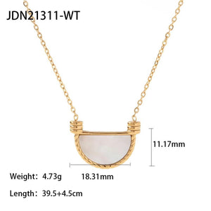 Youthway Natural Stone Shell Stainless Steel Pendant Necklace