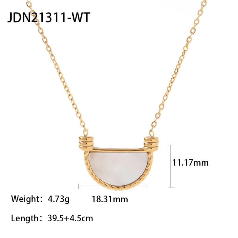 Youthway Natural Stone Shell Stainless Steel Pendant Necklace