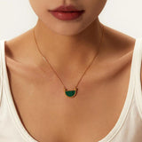 Youthway Natural Stone Shell Stainless Steel Pendant Necklace