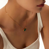 Youthway Natural Stone Shell Stainless Steel Pendant Necklace