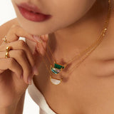 Youthway Natural Stone Shell Stainless Steel Pendant Necklace