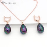S&Z Pearls Water Drop Earrings 585 Rose Jewelry Sets For Women Wedding Party