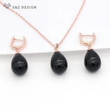 S&Z Pearls Water Drop Earrings 585 Rose Jewelry Sets For Women Wedding Party