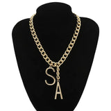 Miami Cuban Chain Big Letter S A Pendant Necklace Punk Chunky Thick Chain