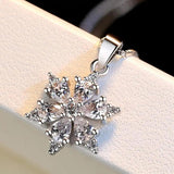 925 Silver Snowflake Pendant Necklace For Women
