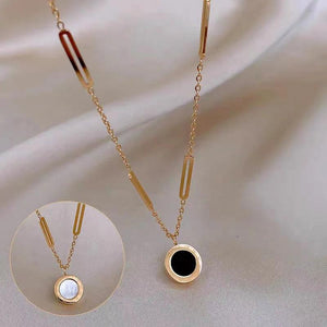 Classic Stainless Steel Roman Digital Pendant Necklace