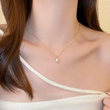 Square Opal Pendant Chain Necklace Party Set for Women