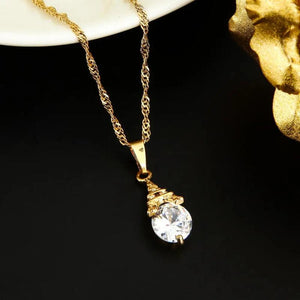 Christmas Gold CZ Pagoda Pendant Necklace Crystal Jewelry