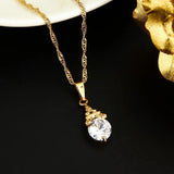 Christmas Gold CZ Pagoda Pendant Necklace Crystal Jewelry