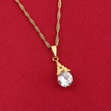 Christmas Gold CZ Pagoda Pendant Necklace Crystal Jewelry