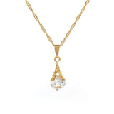 Christmas Gold CZ Pagoda Pendant Necklace Crystal Jewelry