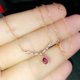 18K Red Zircon Smile Pendant Sweater Chain Bridal Jewelry