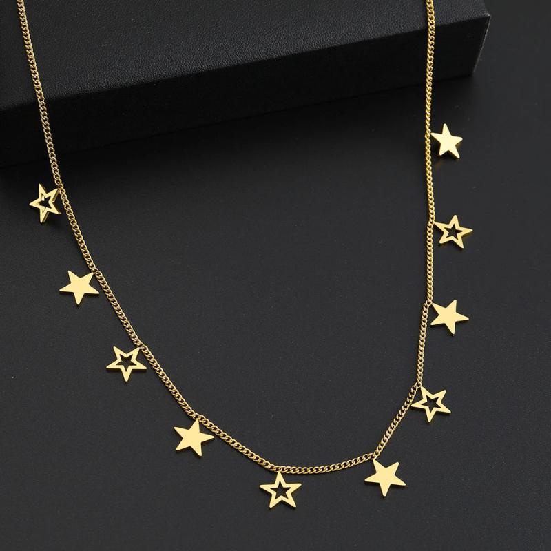 Stainless Steel Mini Stars Pendant Choker Chain