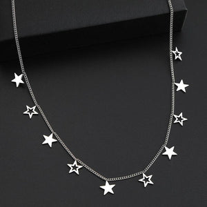 Stainless Steel Mini Stars Pendant Choker Chain