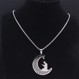 Islamic Muslim Prayer Necklace Stainless Steel Moon Star Pendant