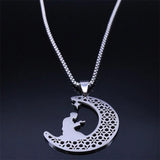 Islamic Muslim Prayer Necklace Stainless Steel Moon Star Pendant