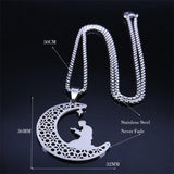 Islamic Muslim Prayer Necklace Stainless Steel Moon Star Pendant