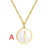 Arabic Alphabet Shell Pendant Necklace Stainless Steel Letter Coller Party