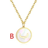 Arabic Alphabet Shell Pendant Necklace Stainless Steel Letter Coller Party