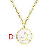 Arabic Alphabet Shell Pendant Necklace Stainless Steel Letter Coller Party