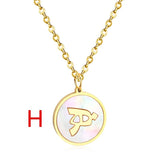 Arabic Alphabet Shell Pendant Necklace Stainless Steel Letter Coller Party