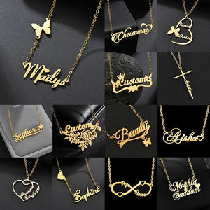 Custom Necklace Personalized Nameplate Heart Cross Pendant
