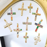 18K Plated Rosary Cross Pendant Evil Eye Charms