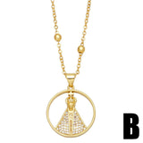 Rainbow CZ Crystal Cross Pendant Necklace Religious Jewelry
