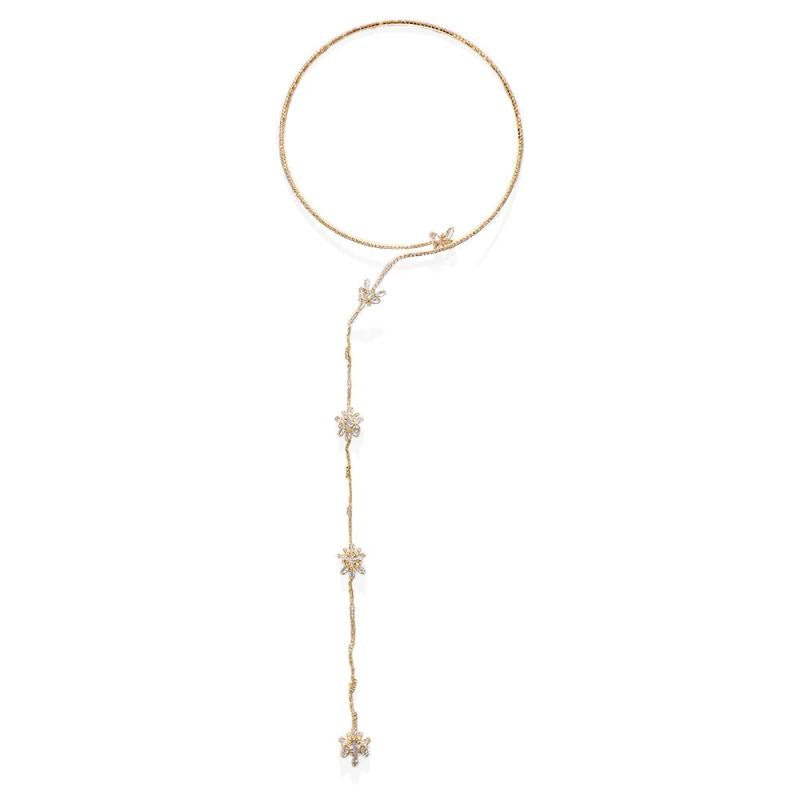 Stonefans Zircon Flowers Crystal Choker Necklace