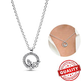 925 Silver Double Circles Necklace Ring Earrings Set
