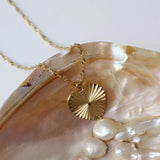 Stainless Steel 18k Plated Geometric Texture Pendant Necklace