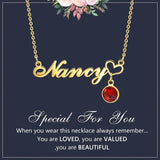 Personalized Name Necklace with Birthstone, Custom Any Name Pendant