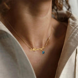Personalized Name Necklace with Birthstone, Custom Any Name Pendant