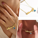 Personalized Name Necklace with Birthstone, Custom Any Name Pendant