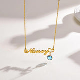 Personalized Name Necklace with Birthstone, Custom Any Name Pendant