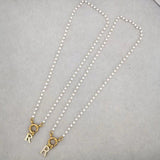 Initial Charm A-Z Letters Pearl Necklace Women Choker Silver Stainless Steel