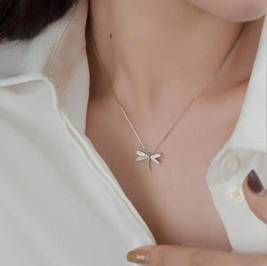 925 Silver Dragonfly Zircon Necklace Clavicle Chain Light Fine Jewelry