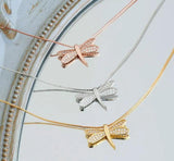925 Silver Dragonfly Zircon Necklace Clavicle Chain Light Fine Jewelry