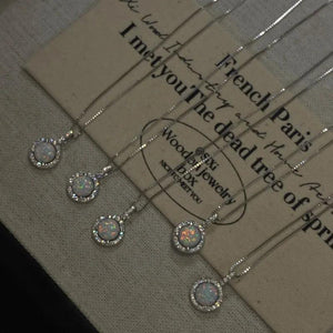925 Sterling Opal Zircon Sweet Choker Banquet Jewelry