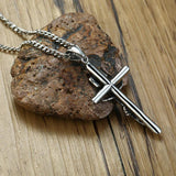Men's Catholic Cross Pendant Necklace, Stainless Steel Christ Prayer Jewelry