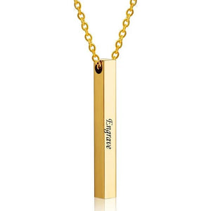 Custom Name Engraved Square Pendant Necklace Stainless Steel Gift Jewelry