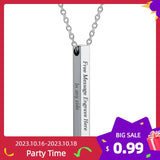 Custom Name Engraved Square Pendant Necklace Stainless Steel Gift Jewelry