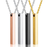Custom Name Engraved Square Pendant Necklace Stainless Steel Gift Jewelry
