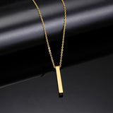 Custom Name Engraved Square Pendant Necklace Stainless Steel Gift Jewelry