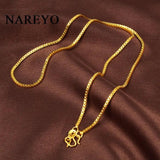 24K Box Chain Necklace For Women 18inch Jewelry Hook